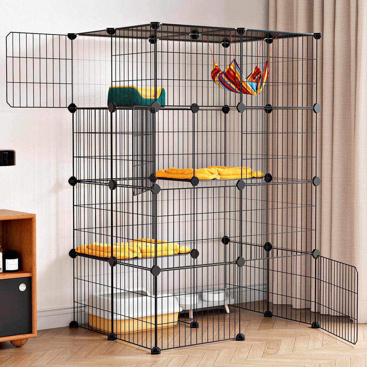 Oneluck 4-tier cat cage vertical-structure supports elevated kitten play and exercise