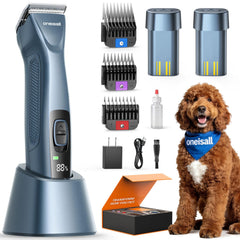 Oneisall Professional Dog Clippers – Dual Battery, 2-Speed, A5 Blade