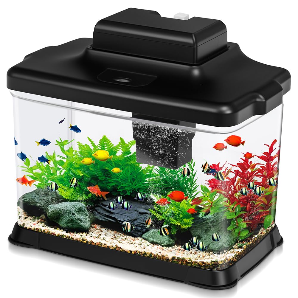 DaToo 1.6 Gallon Ultra-Clear Aquarium Starter Kit with LED Lighting & Quadruple Filtration