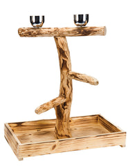 PENN-PLAX Bird-Life natural wood tree perch for large parrots shows textured surfaces for secure grip