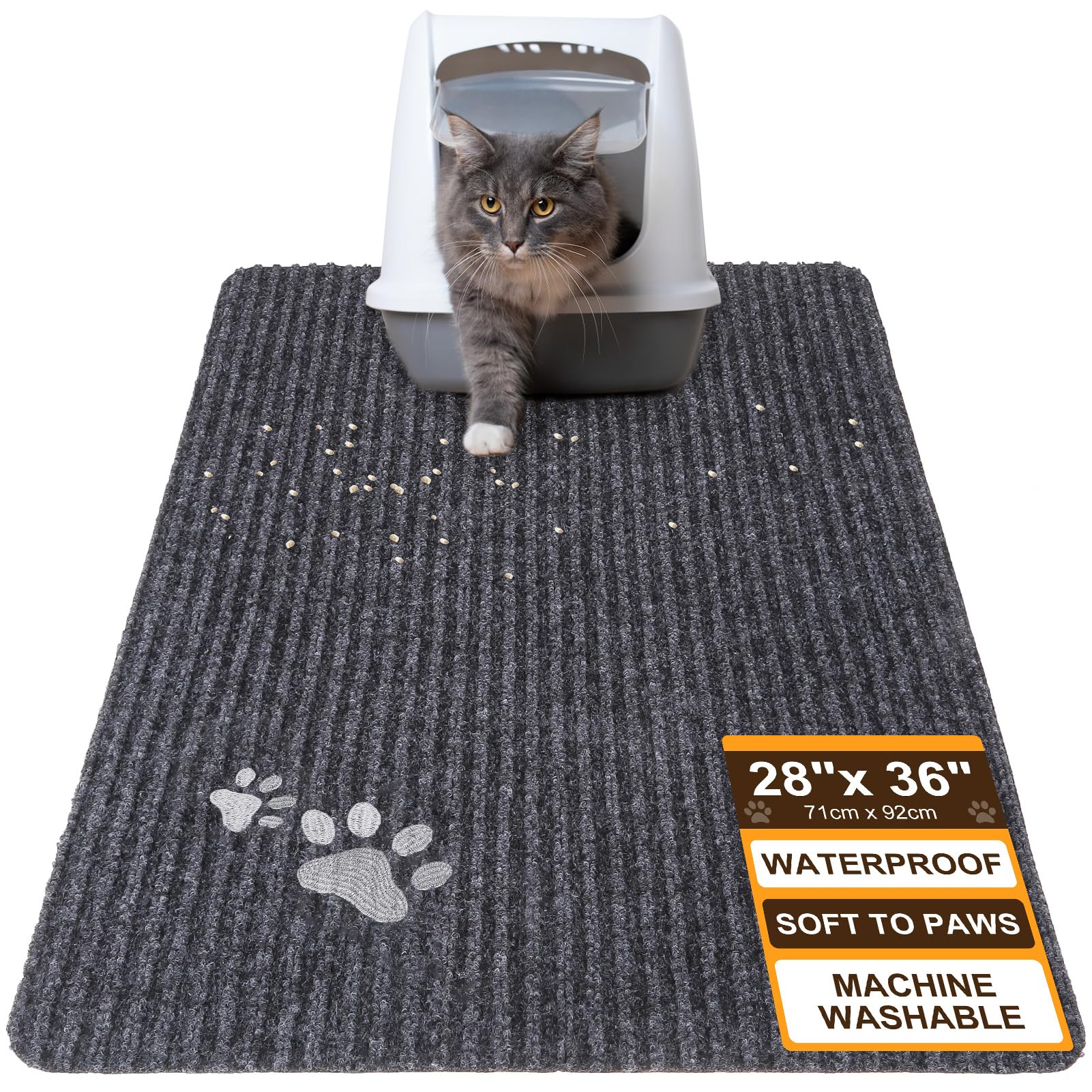 BEAUTYZOO Cat Litter Mat 28x36 in – Waterproof, Non-Slip, Soft on Paws