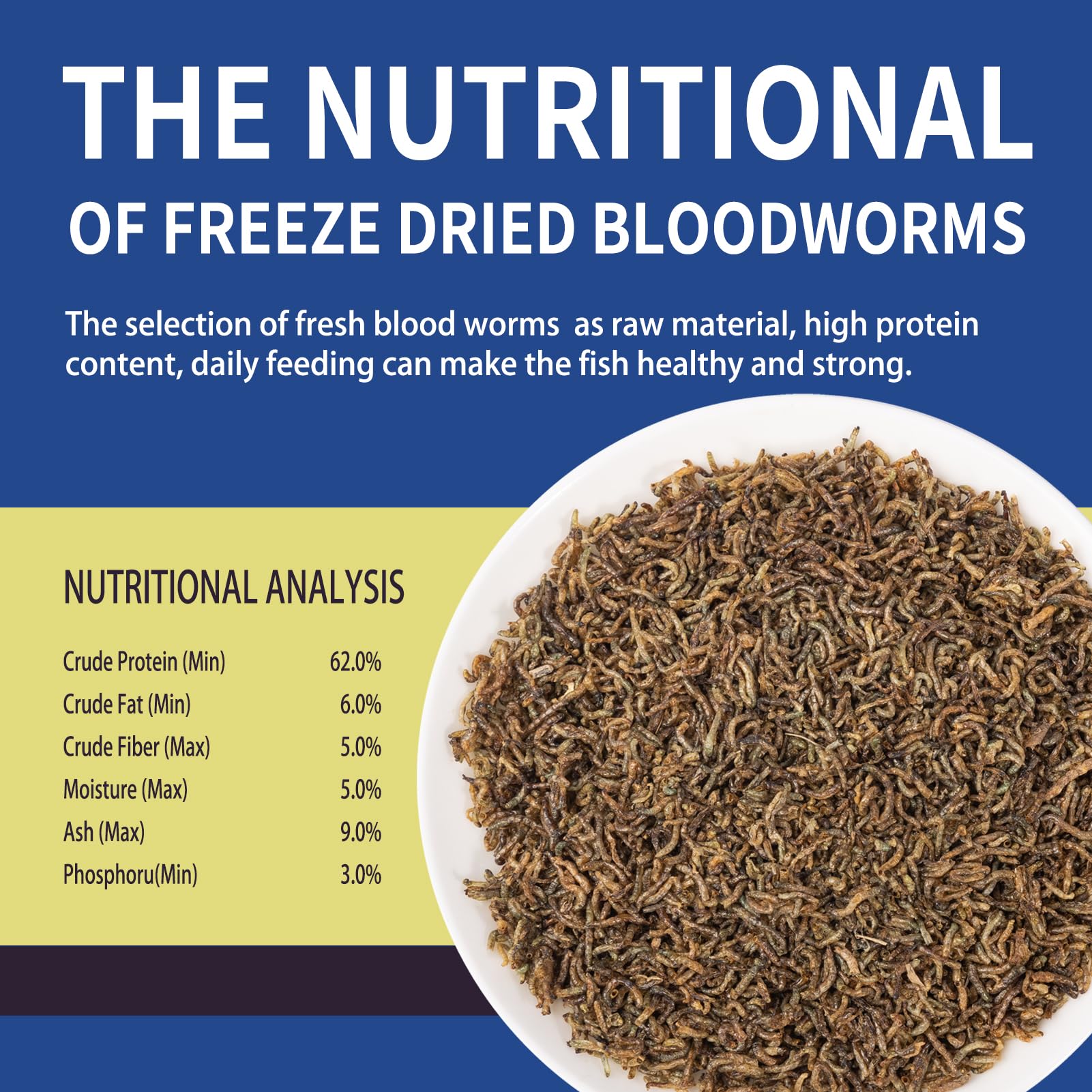 Dylan's cabin Freeze Dried Blood Worms - High Protein Fish Food (85g) for Freshwater & Saltwater