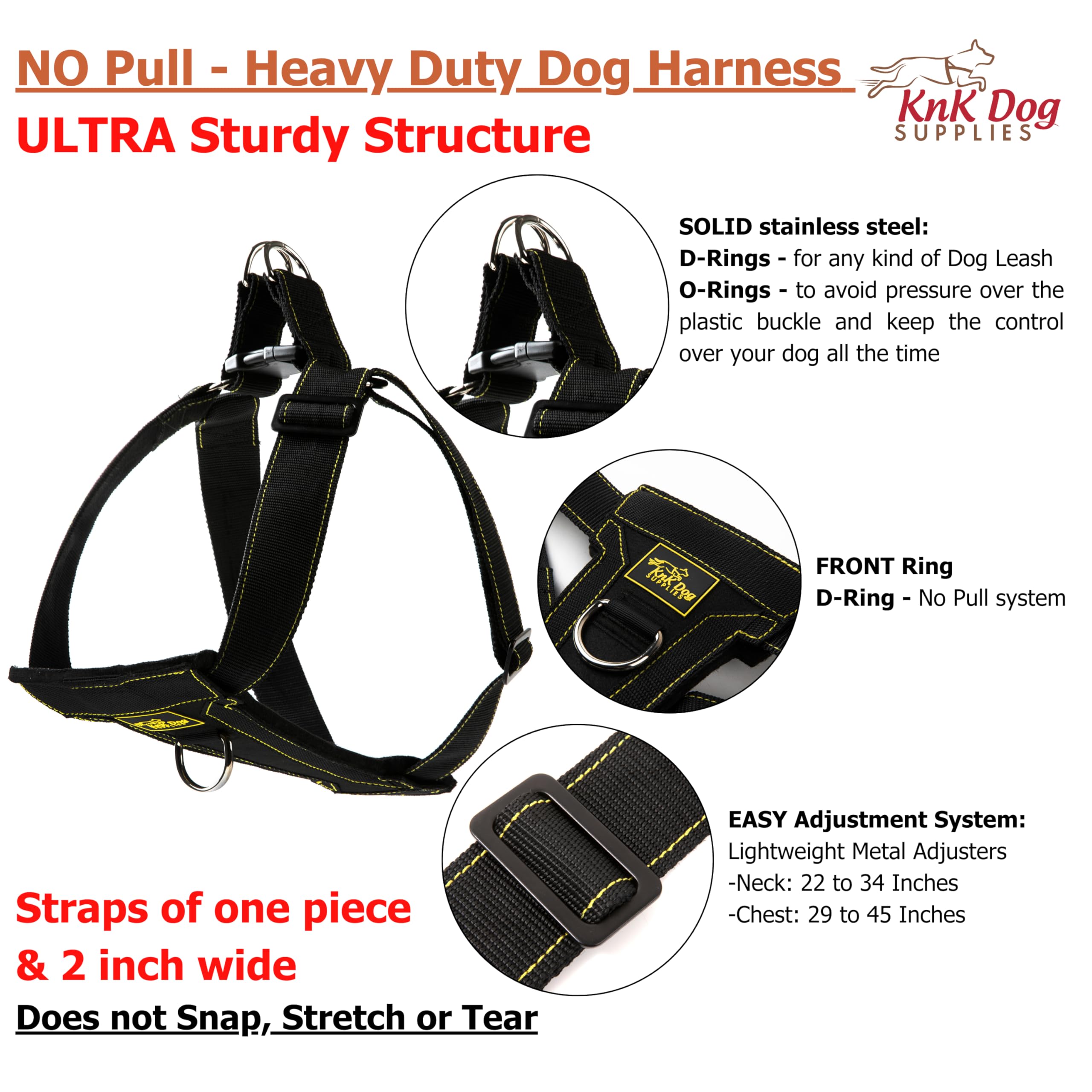 KNK harness with dual-leash attachments for improved control in training.