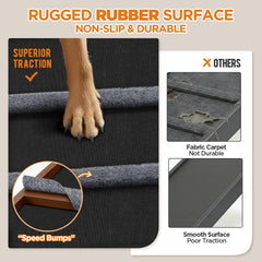 AIMSEAL Dog Ramp for Bed - 17-inch Extra-Wide, Non-Slip Rubber, Adjustable, Walnut Wood