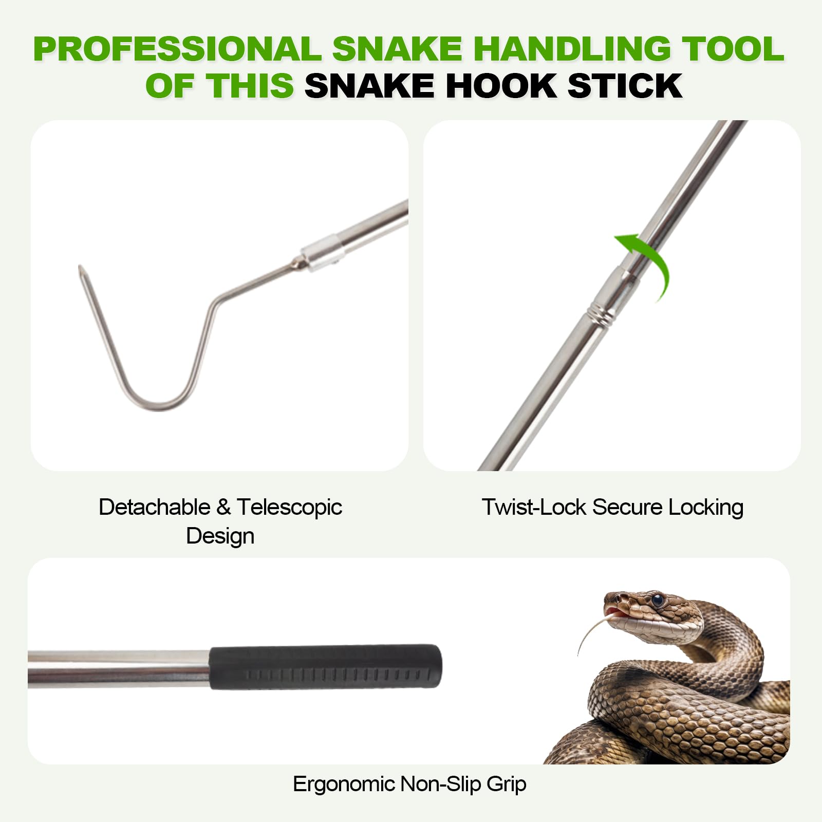 Smarkey Snake Hook – 42-Inch Extensible Stainless Steel Snake Grabber Tool