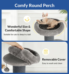 Cat Craft Cat Scratching Post with Bed & Perch — Tall Indoor Cat Tree Tower, Dark Grey