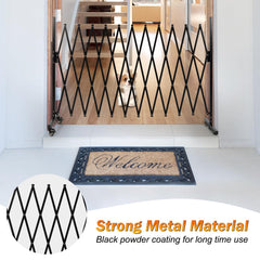 SMONTER Expandable Barricade Gate — 129 Inch Metal Safety Barrier with Casters for Indoor Outdoor