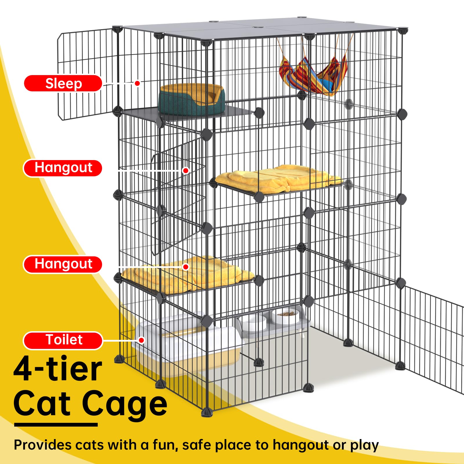 Oneluck indoor-cat-catio tool-free-assembly simplifies setup in small spaces