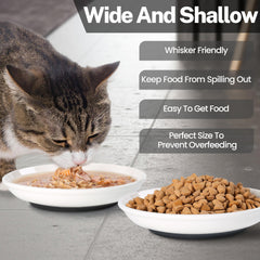 Kitwinney Cat Food Bowl – Whisker-Friendly Ceramic Bowls with Non-Slip Silicone Bottom (Pack of 3)