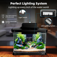 DaToo 1.6 Gallon Ultra-Clear Aquarium Starter Kit with LED Lighting & Quadruple Filtration