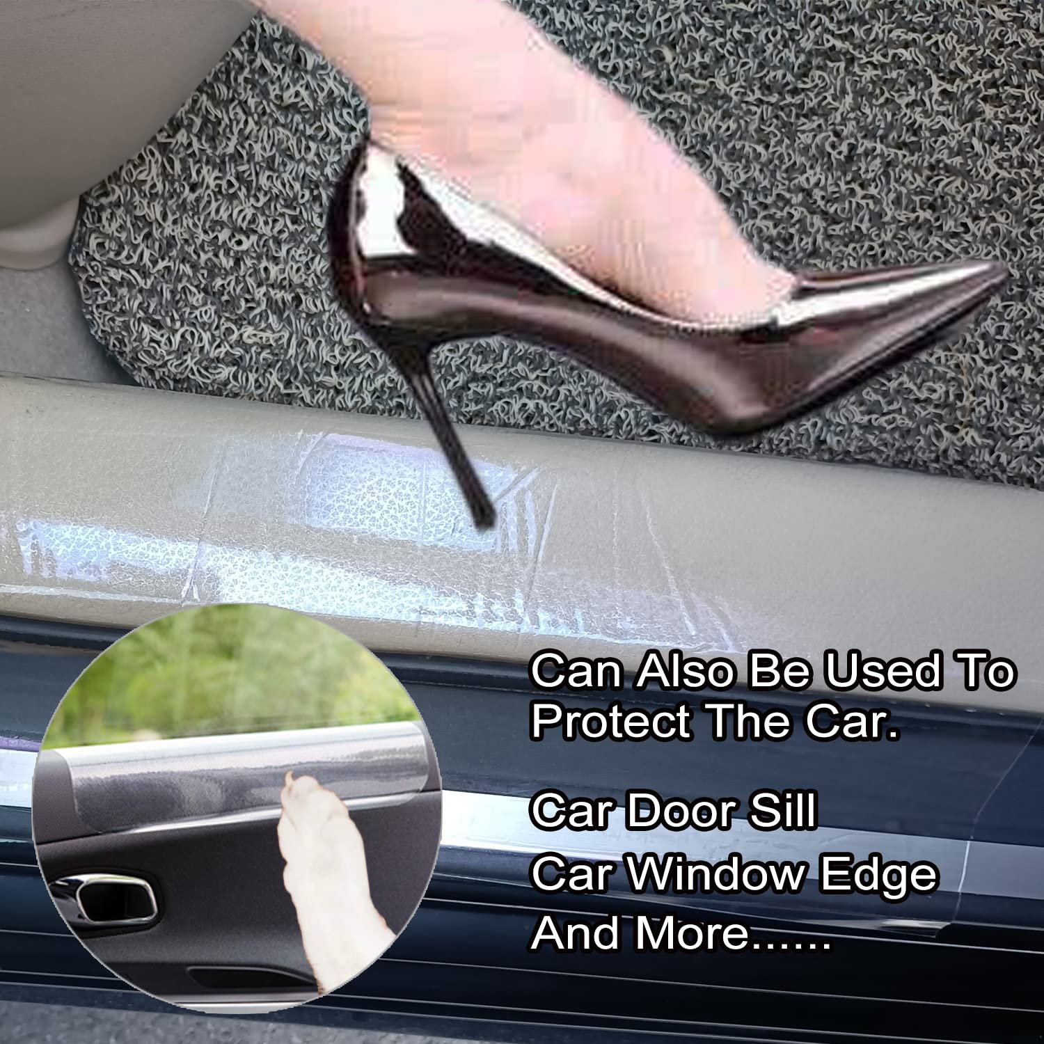 KEBE Door Scratch Protector - Clear Heavy Duty Shield (63 in x 7.9 in)