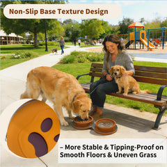 Gdsun Collapsible 2-in-1 Silicone Dog Bowl with Carabiner | Portable Travel Food & Water Dish (Brown)