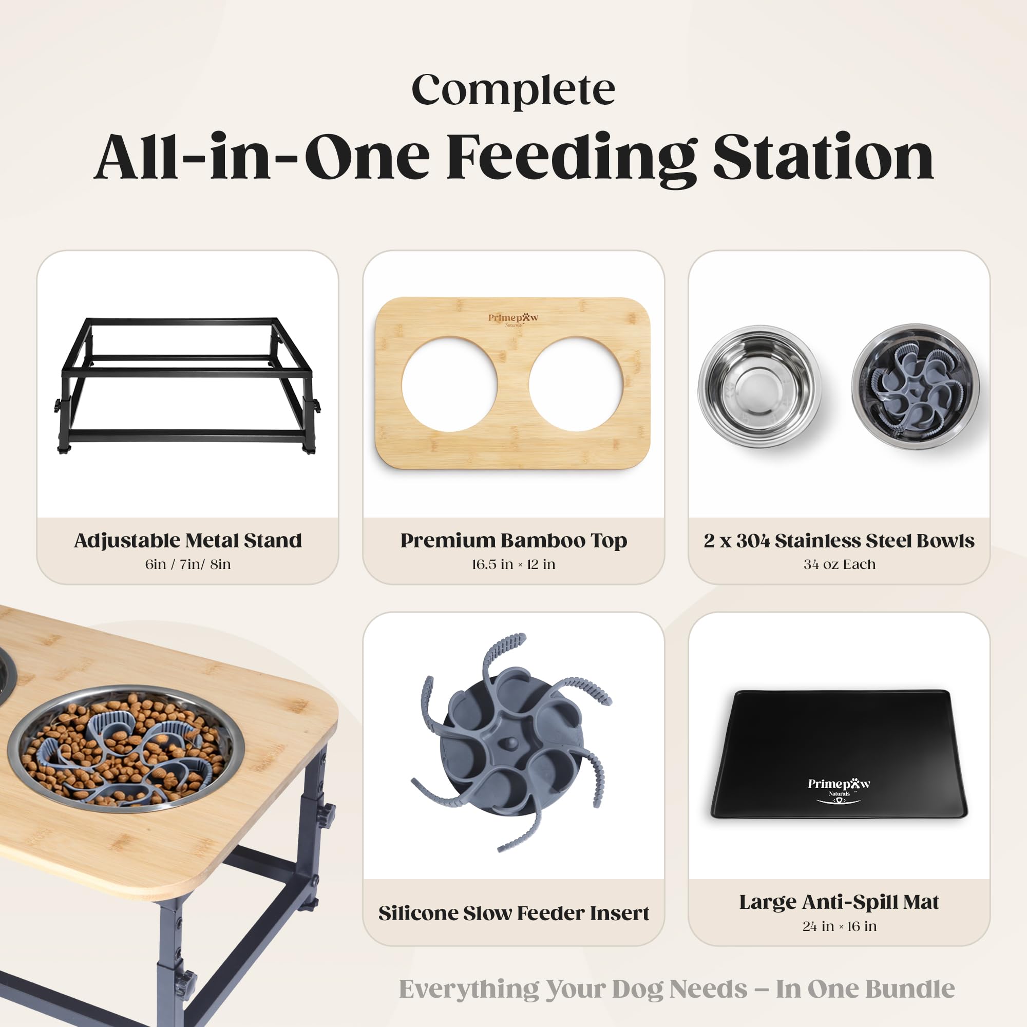 Removable slow feeder insert to pace eating.