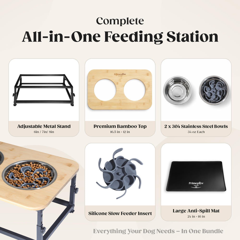 Removable slow feeder insert to pace eating.