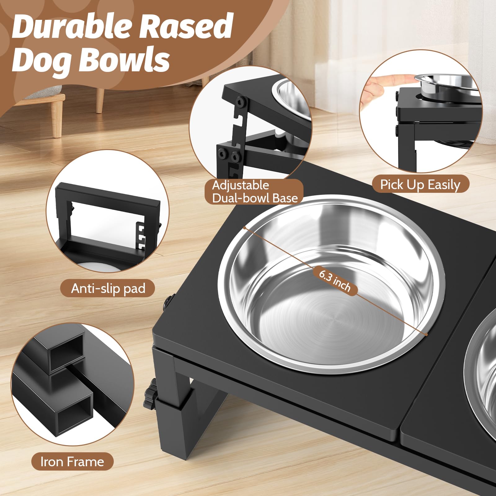 LIDTOP removable stainless steel bowls are 20oz and dishwasher-safe.