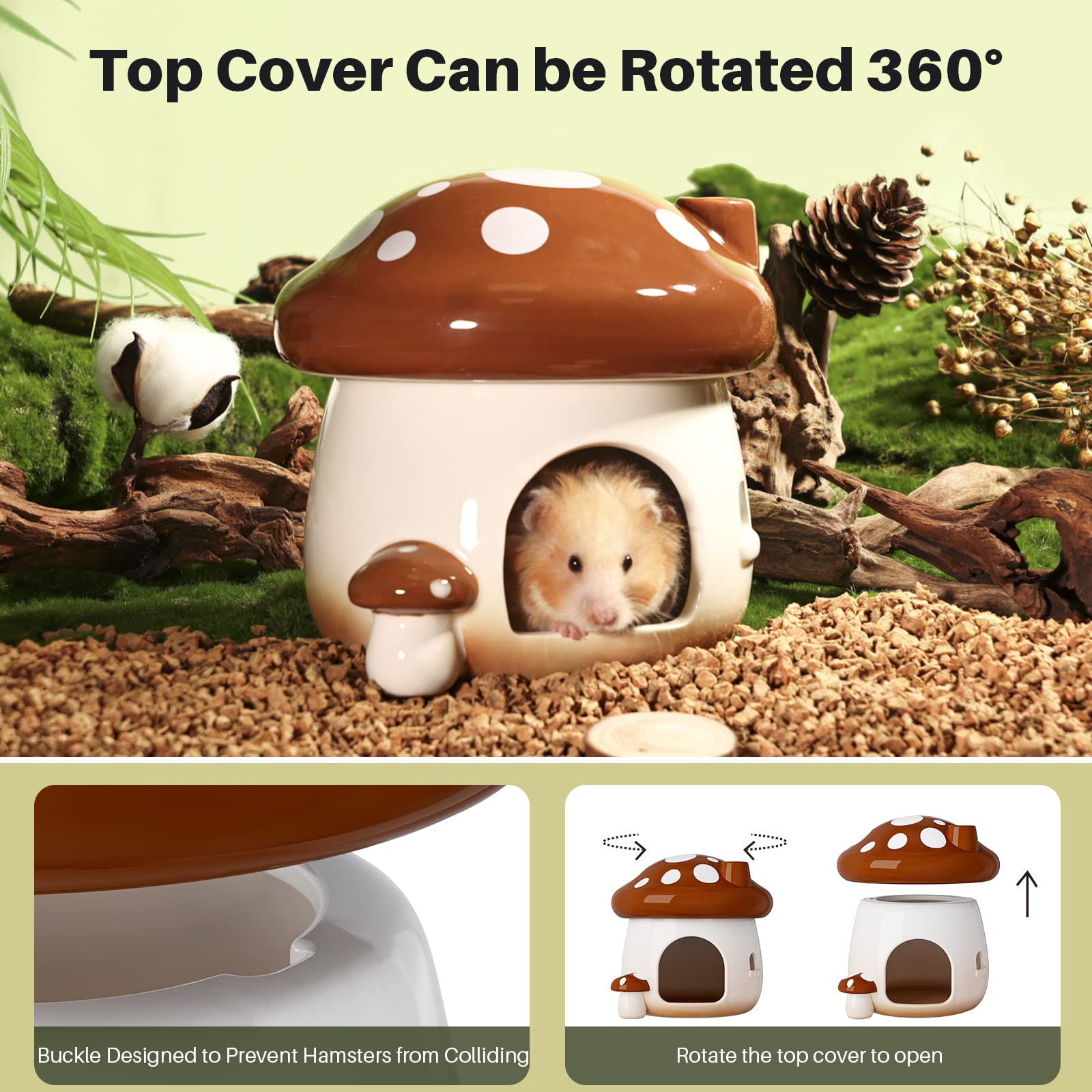 BUCATSTATE easy-clean ceramic habitat front-view with wipe-friendly surface