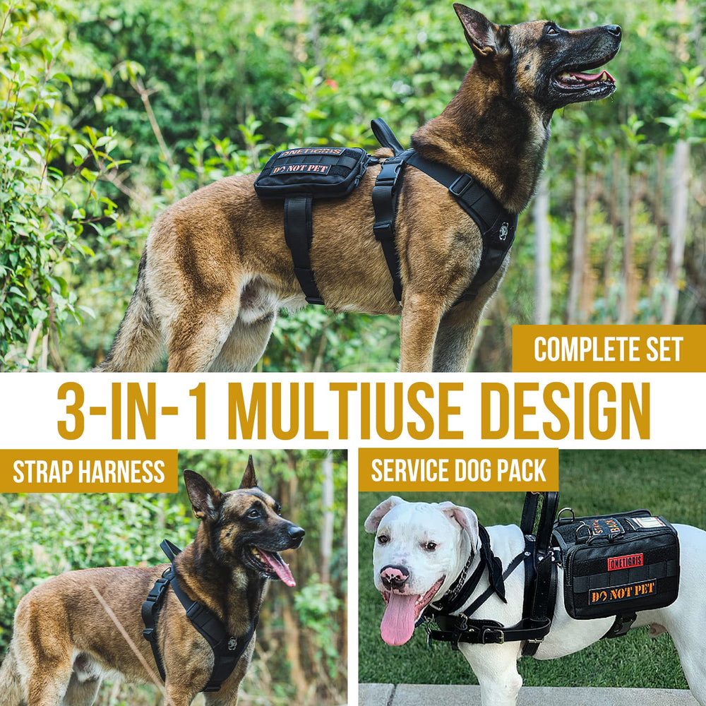 OneTigris service dog vest handle D-rings provide secure control.