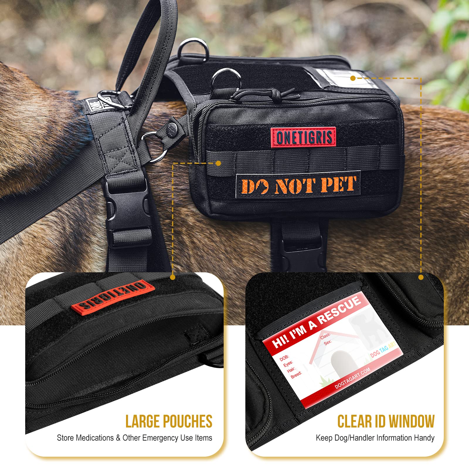OneTigris service dog vest UTX-Duraflex buckles for easy release.