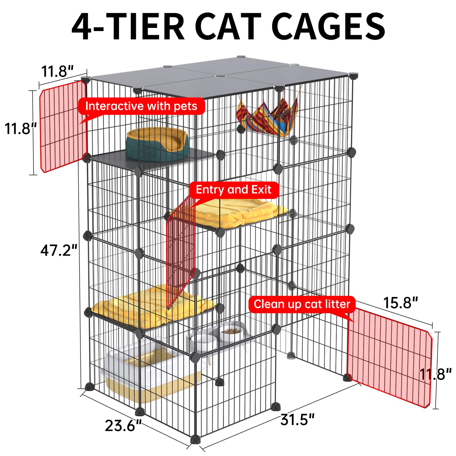 Oneluck detachable-panels-configuration flexible layout for cats and small pets
