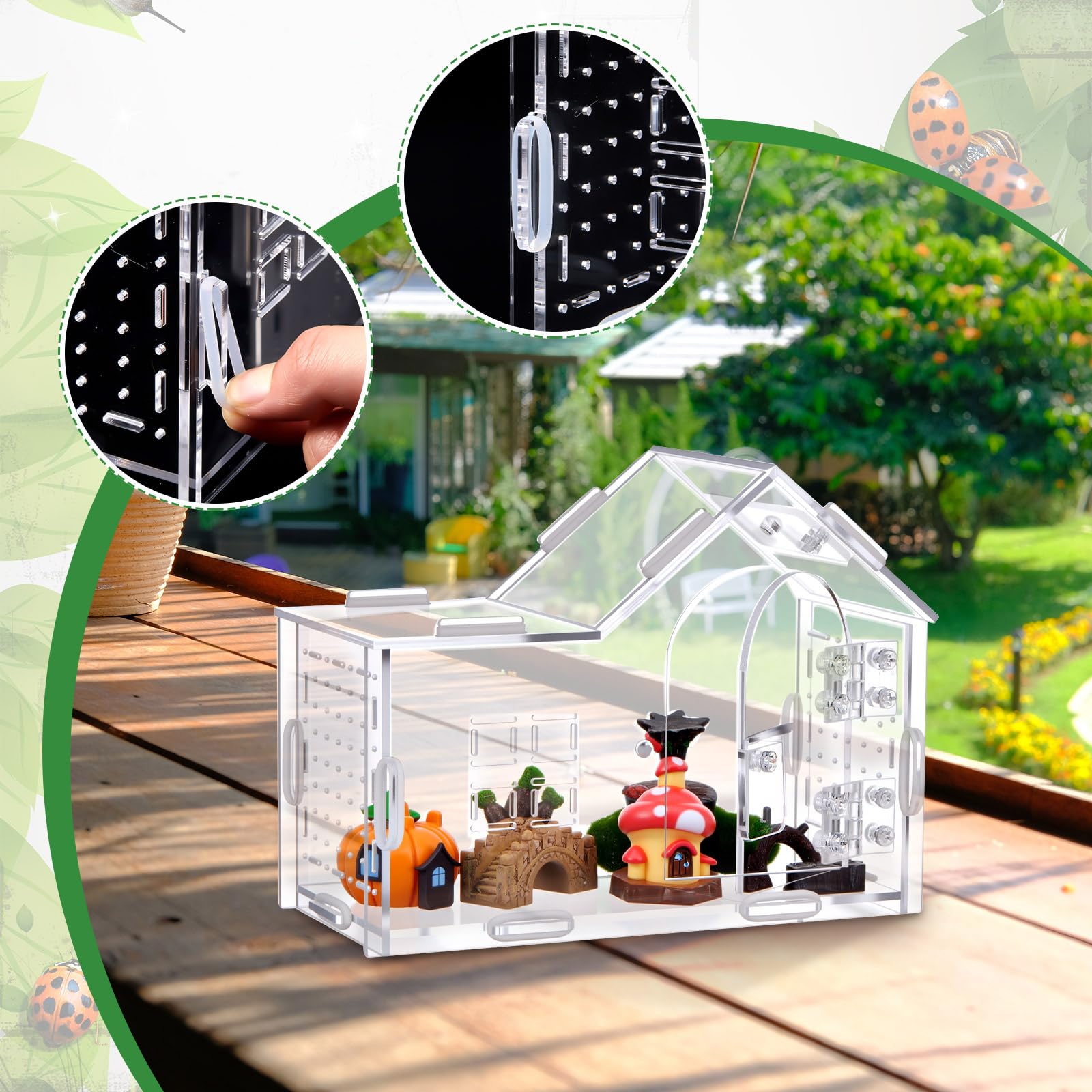 Teenyyou Large Jumping Spider Enclosure – 7.9 x 5.9 x 3.9 in Acrylic Tarantula Habitat with Magnetic Door