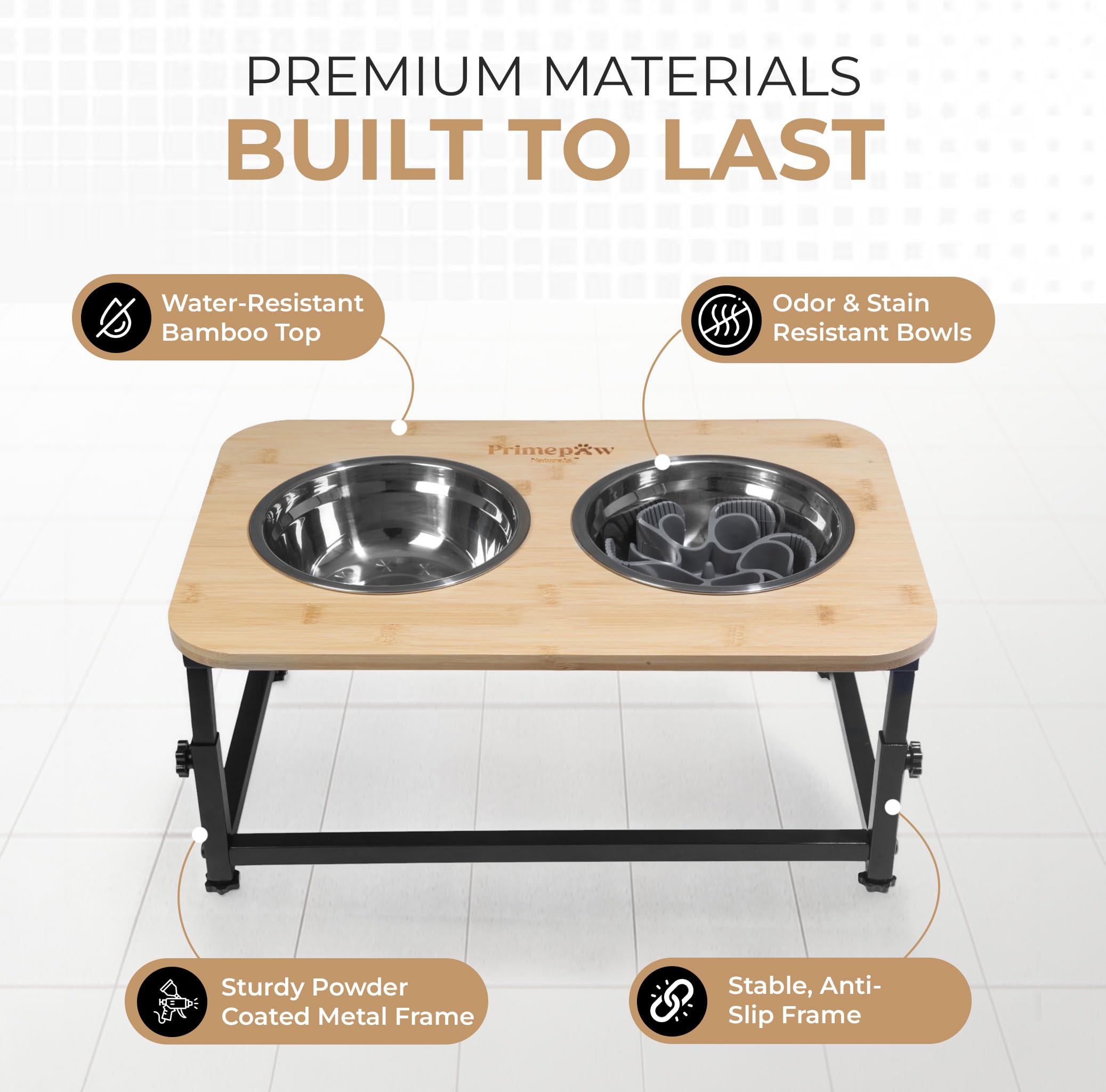 Powder-coated metal frame delivers sturdy support.