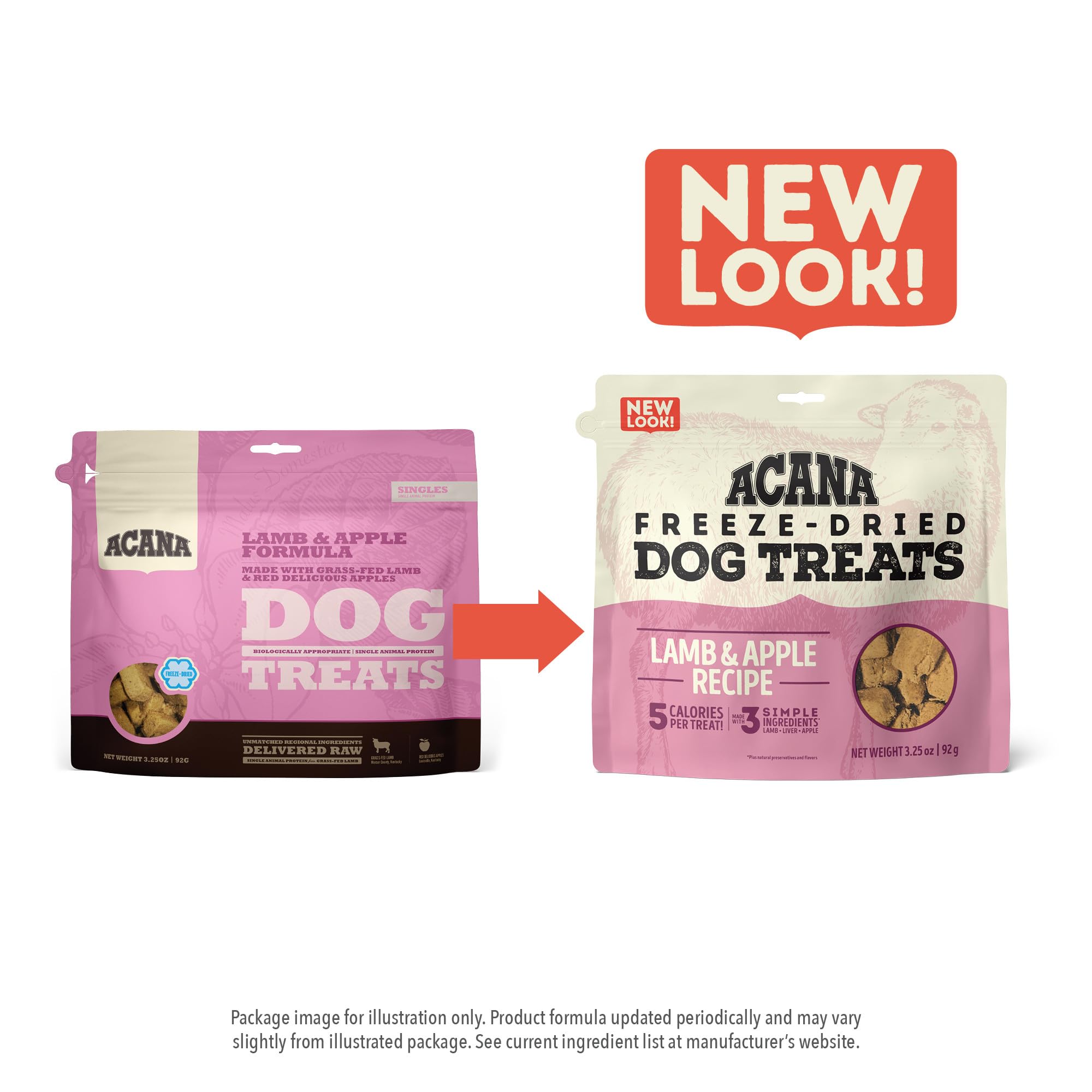 ACANA Singles Lamb & Apple Freeze-Dried Dog Treats – Limited-Ingredient, Grain-Free 3.25oz Bag