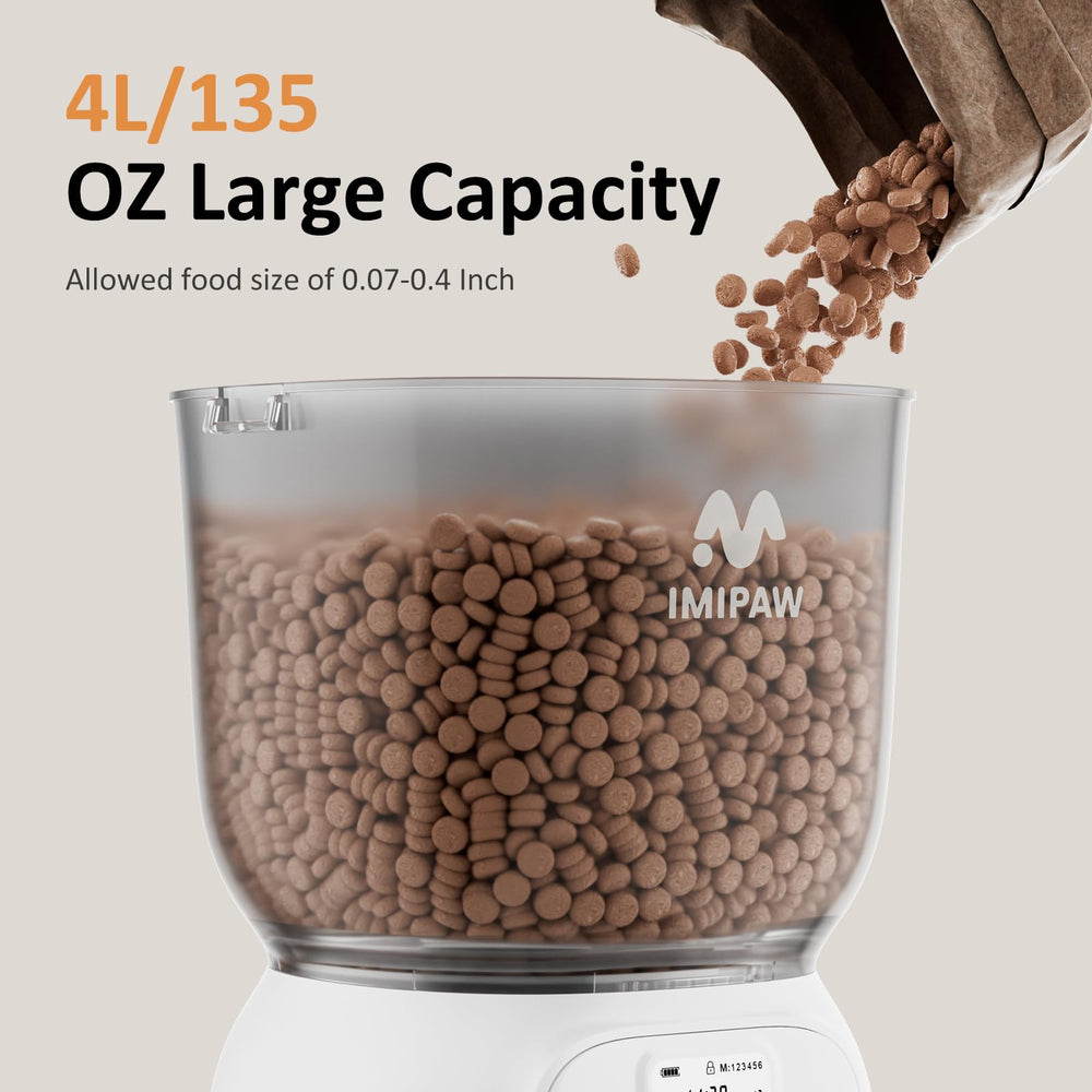 IMIPAW PET 4L capacity holds up to 16 cups of dry food