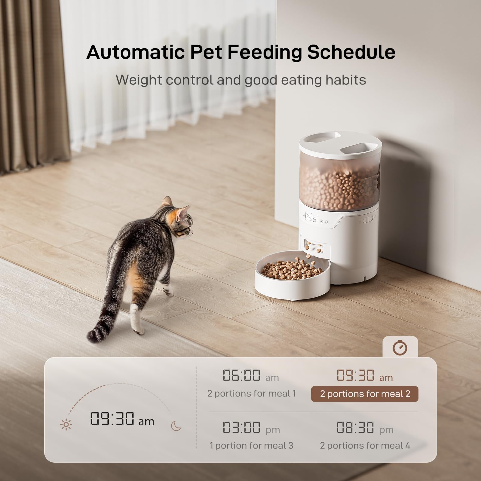 IMIPAW PET feeder control panel showing timer for precise scheduling