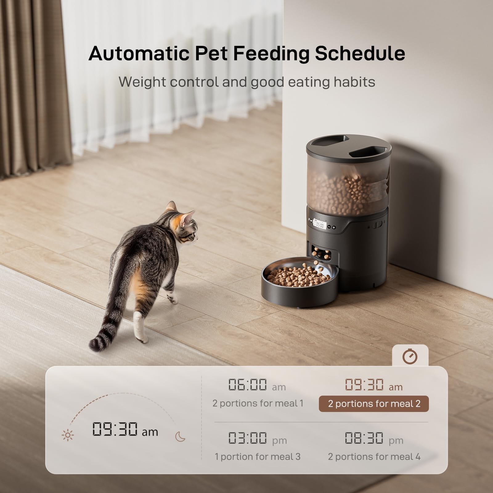 IMIPAW PET feeder top view, highlighting dual power options for uninterrupted feeding.