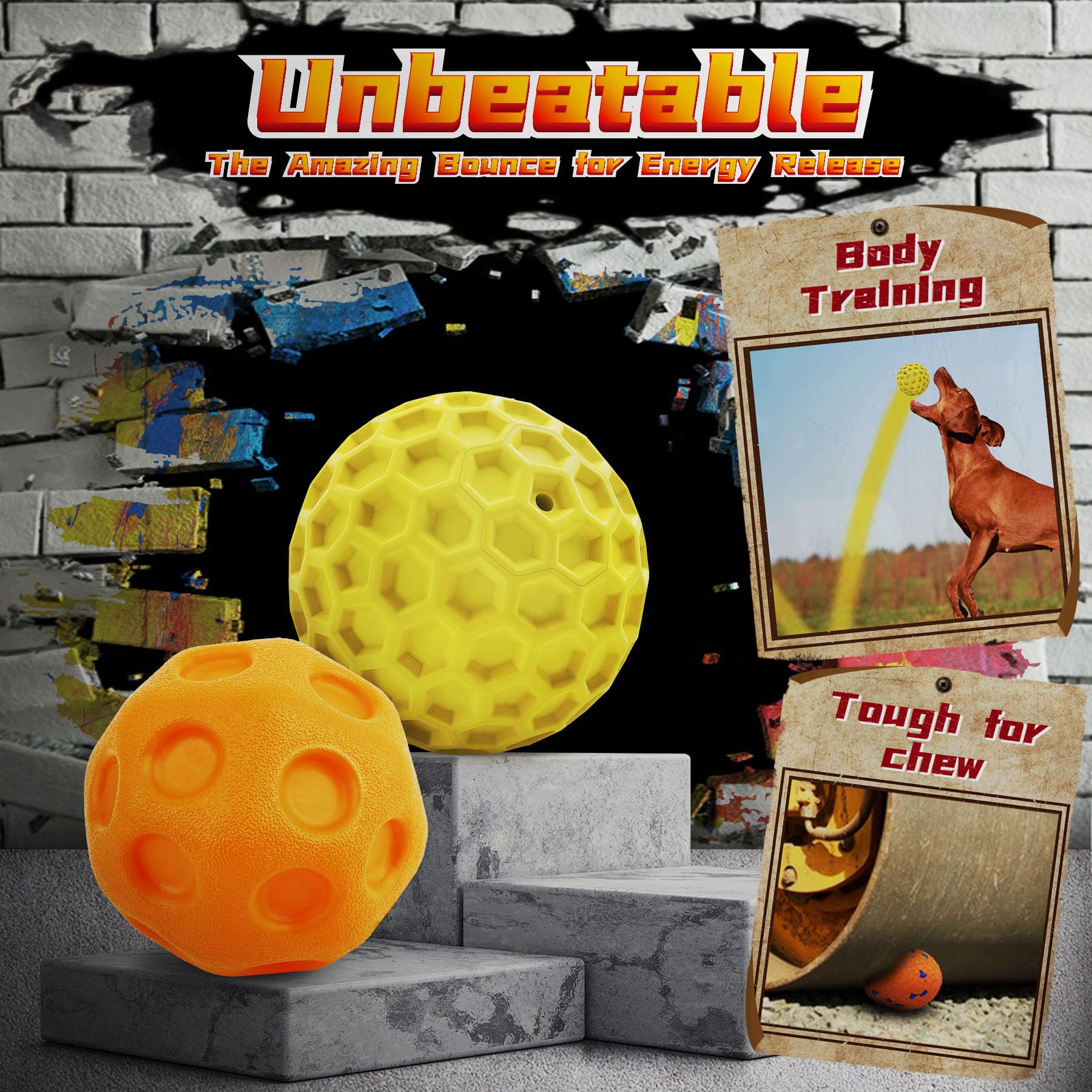 IMMADBUNY high-bounce rubber ball with unpredictable bounce