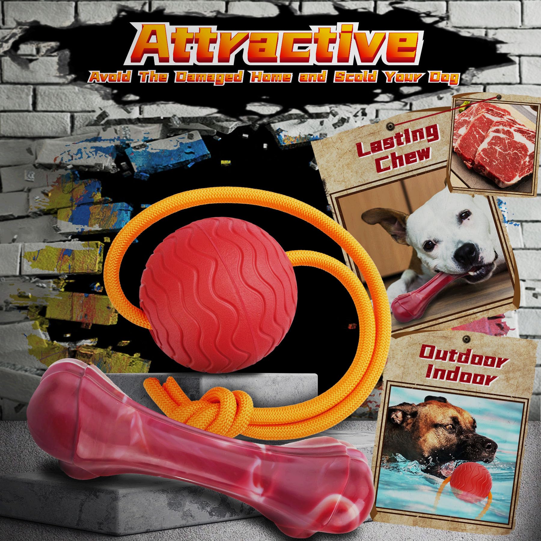 IMMADBUNY rope knot tug toy for interactive play
