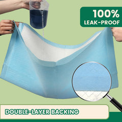 IMMCUTE pads with leak-proof backing protecting floors and carpets