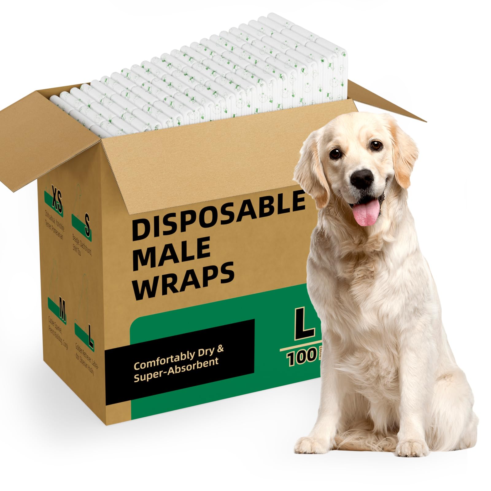 IMMCUTE dog diapers large pack for male dogs keeps leaks contained.