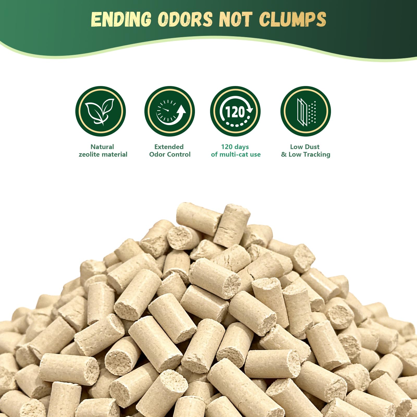 IMMCUTE pellets with double-layer litter box compatibility reminder.