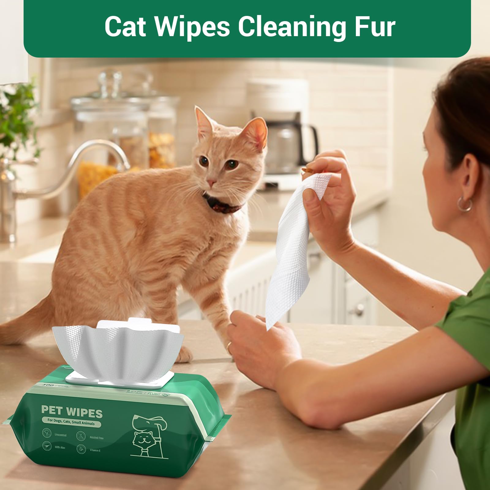 IMMCUTE spa-like cleaning experience illustrated, offering a comfortable pet wipe session.