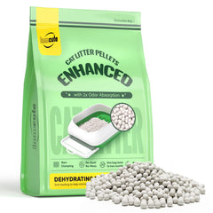 IMMCUTE enhanced cat litter pellets 9lbs reduce tracking with uniform spheres.