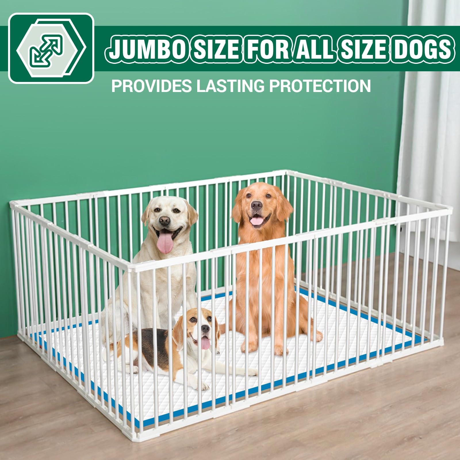 IMMCUTE extra-large pad in a crate setup illustrates pet-friendly versatility.