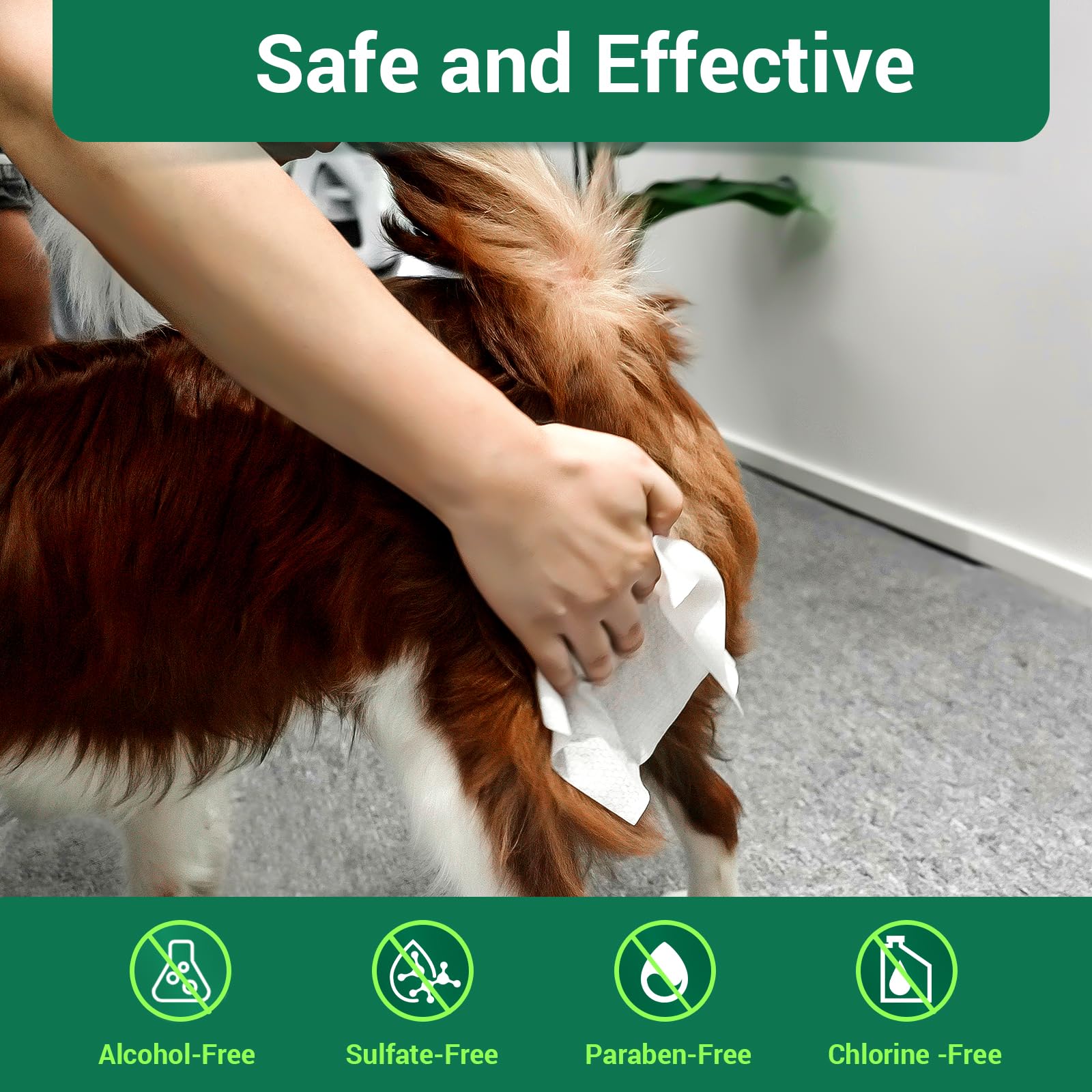 IMMCUTE large 8x7 inch wipes displayed, ideal for bigger dogs and full-body cleaning.