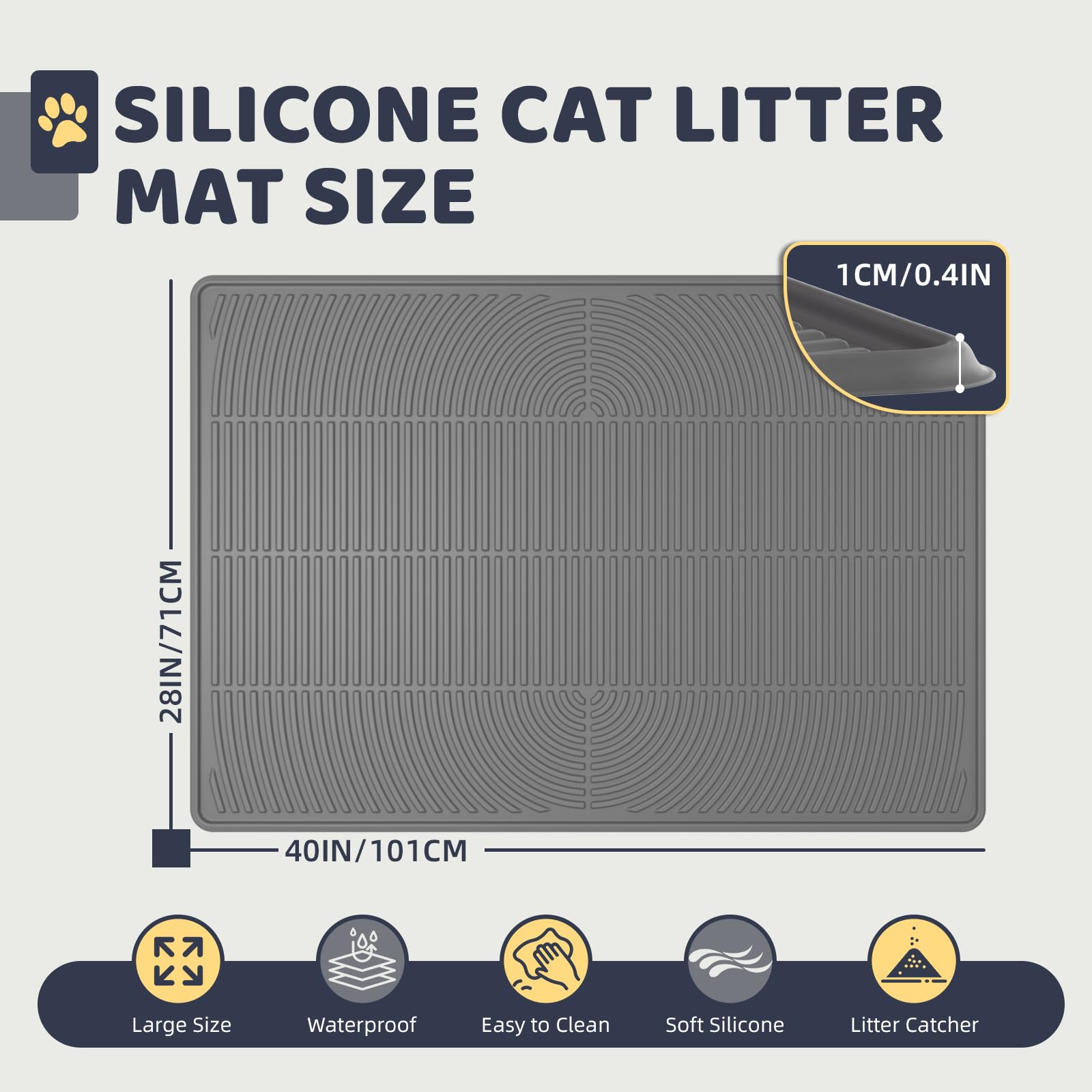 IMMCUTE mat with leak-proof non-slip bottom stays in place and blocks spills.