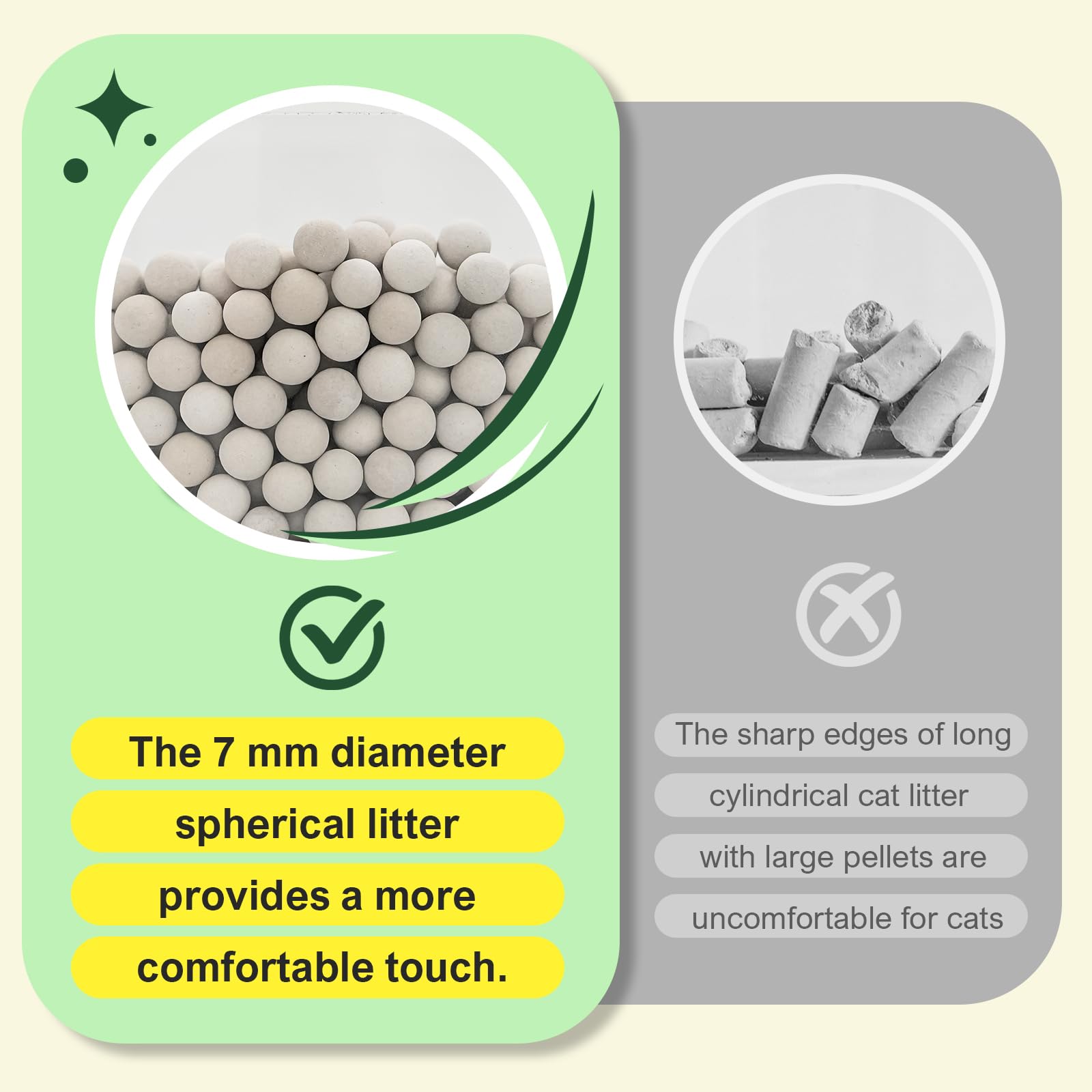 IMMCUTE non-climping pellets minimize litter scatter during pawing.
