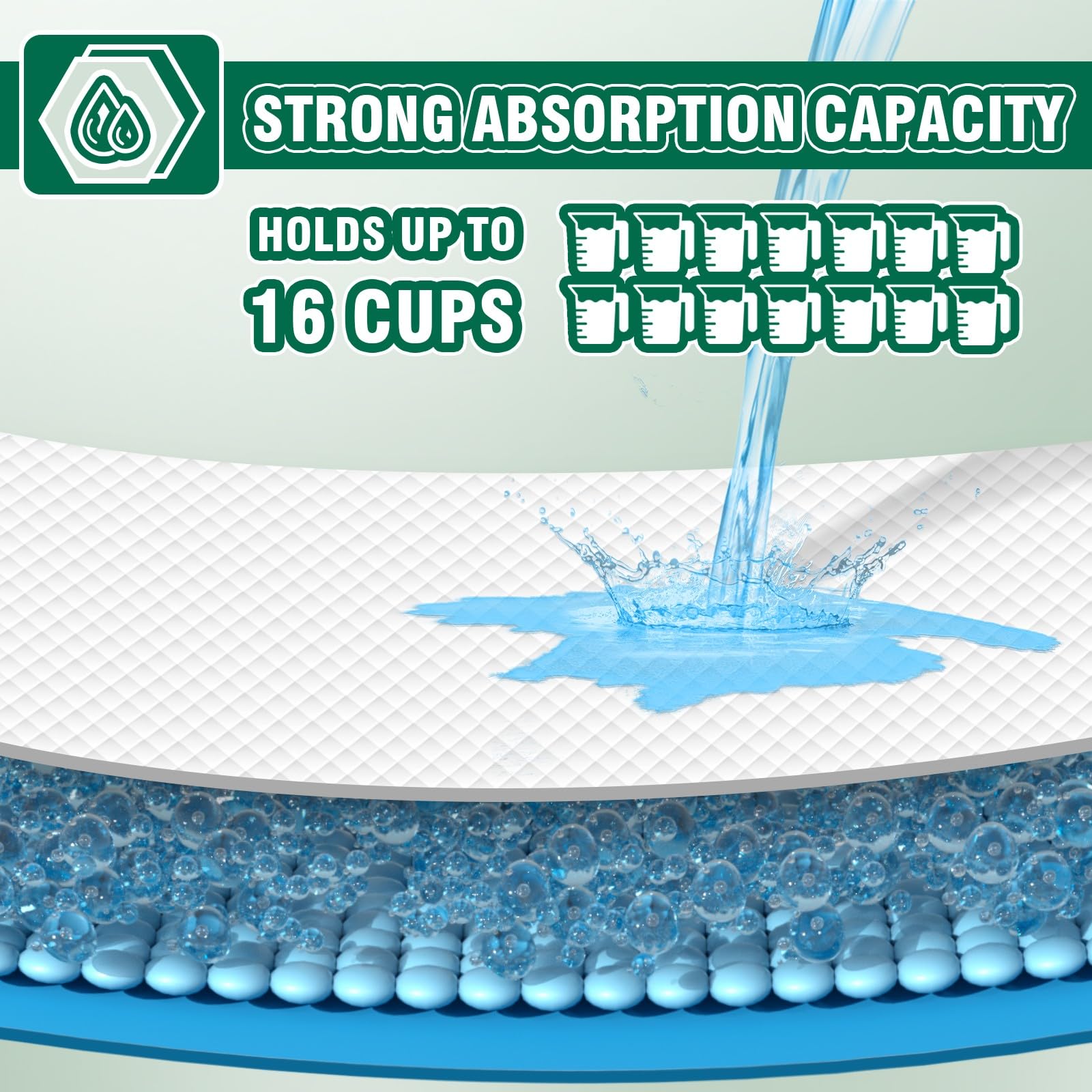 IMMCUTE quick-dry pad demonstrates fast moisture locking to keep floors cleaner.