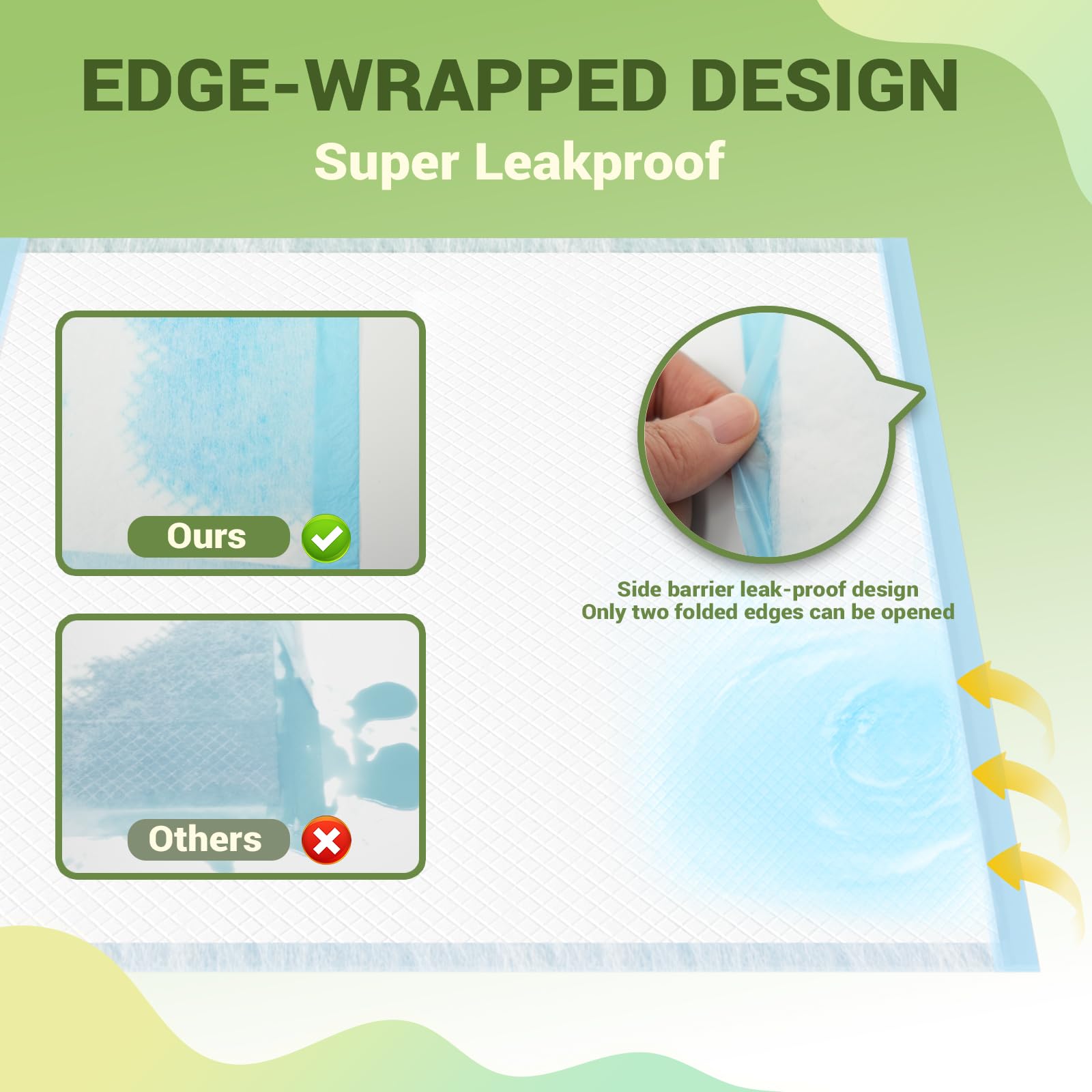 IMMCUTE waterproof PE backing prevents leaks on floors
