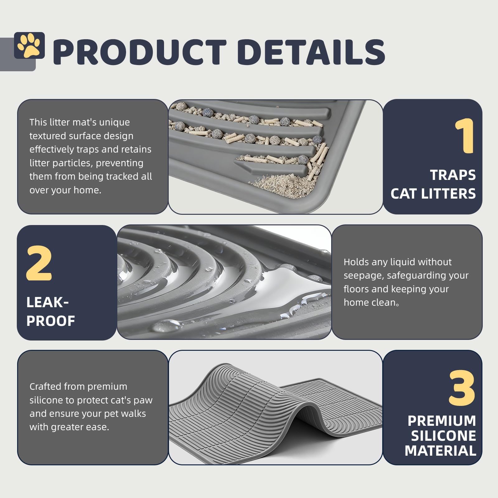 IMMCUTE mat features a soft silicone surface for paw comfort and durability.