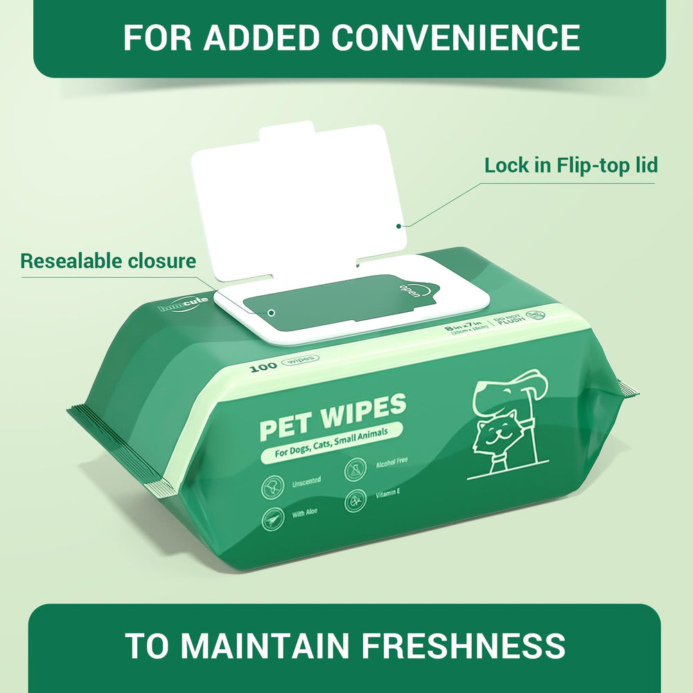 IMMCUTE versatile wipes usable on paws, fur, face, and ears.