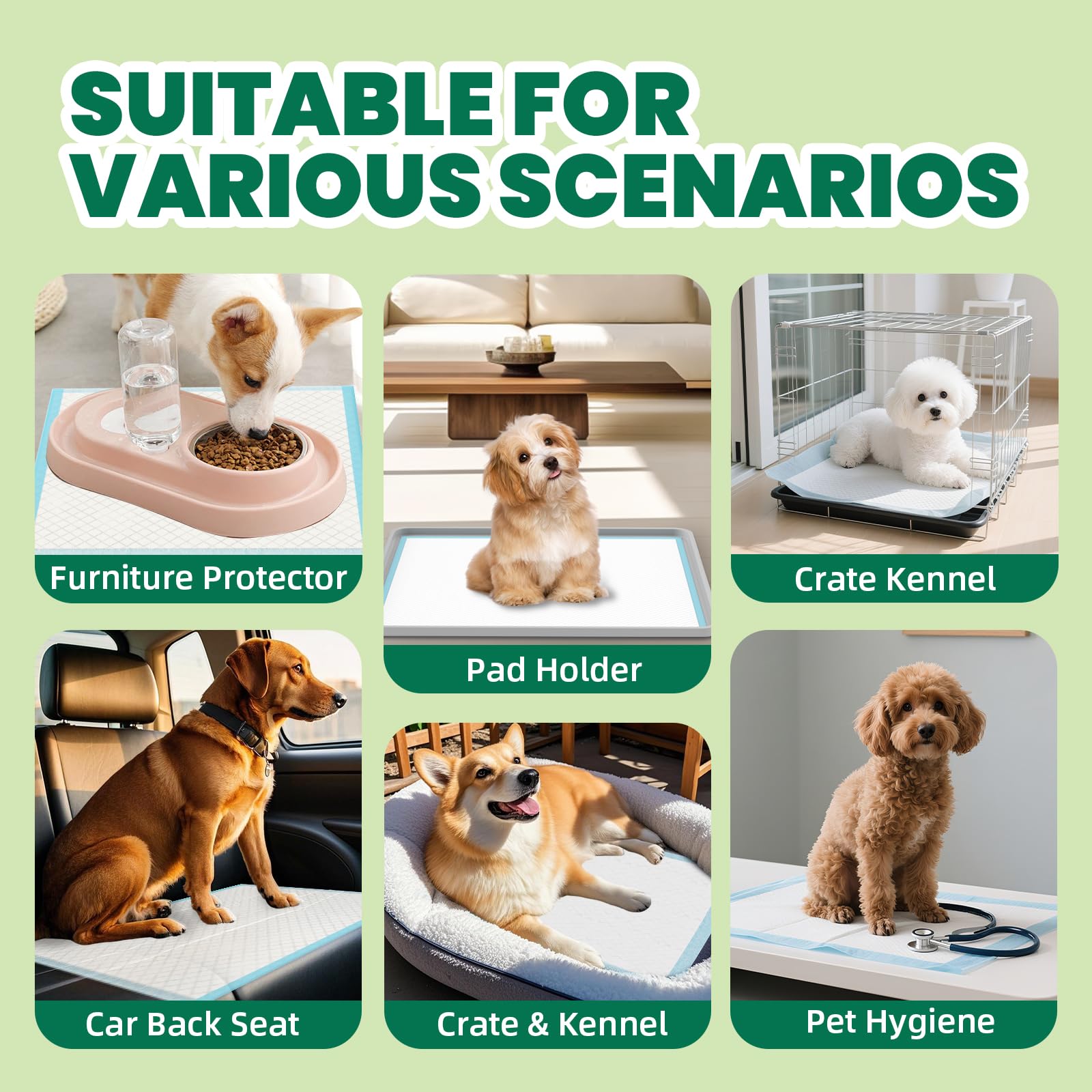 IMMCUTE convenient 22x23 size fits most playpens and cages.