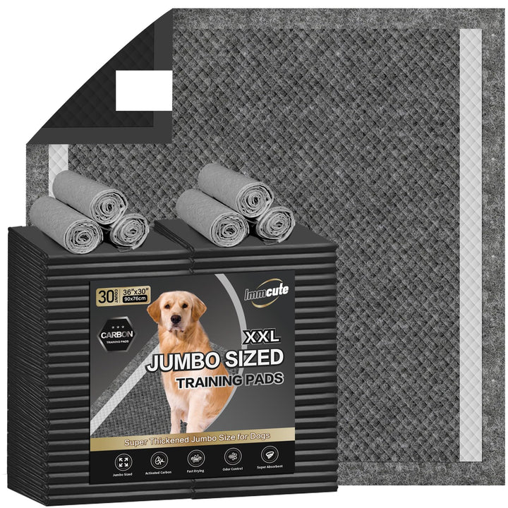 IMMCUTE XXL dog pee pad charcoal-absorbent for quick moisture control.