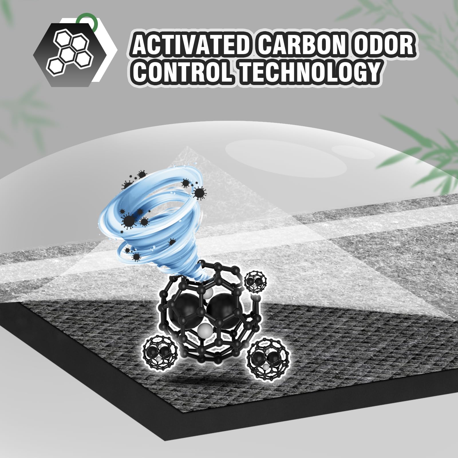 IMMCUTE activated charcoal odor control layer neutralizes smells for a fresher home