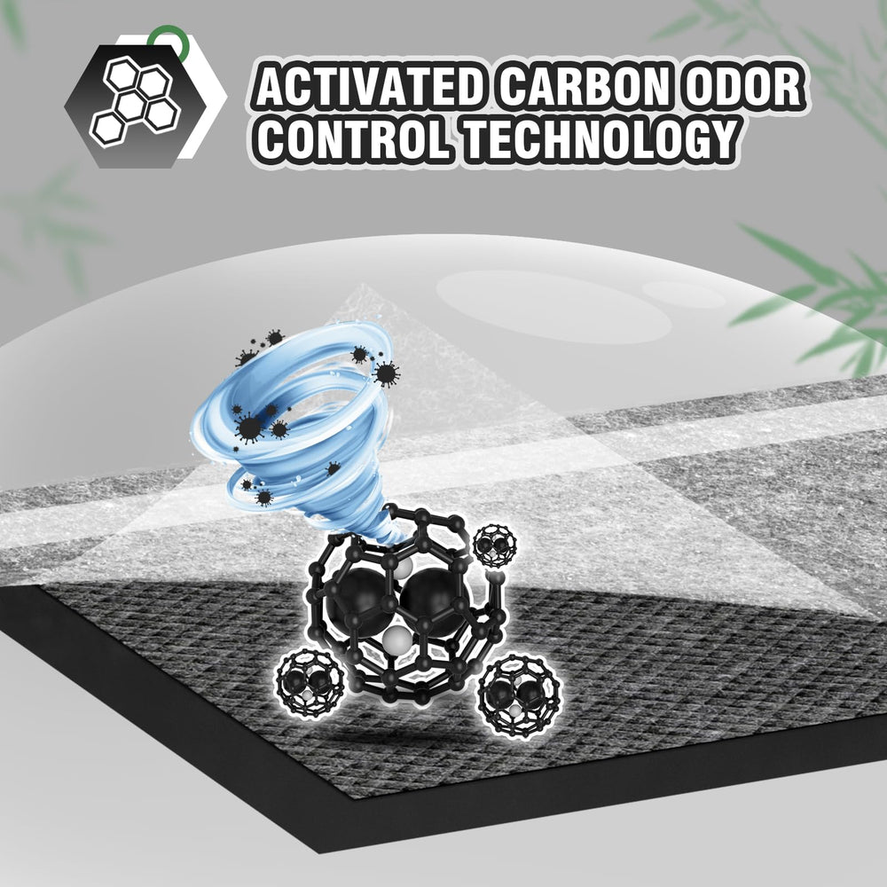 IMMCUTE activated charcoal odor control layer neutralizes smells for a fresher home