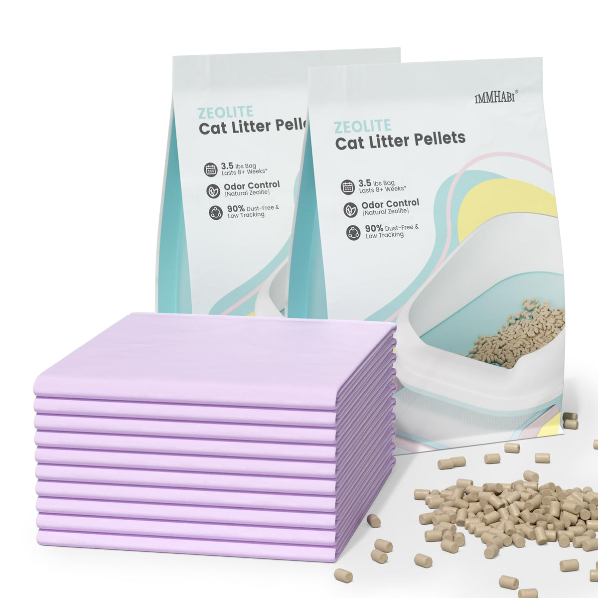 IMMHABI zeolite litter pellets close-up showing natural porosity for odor control