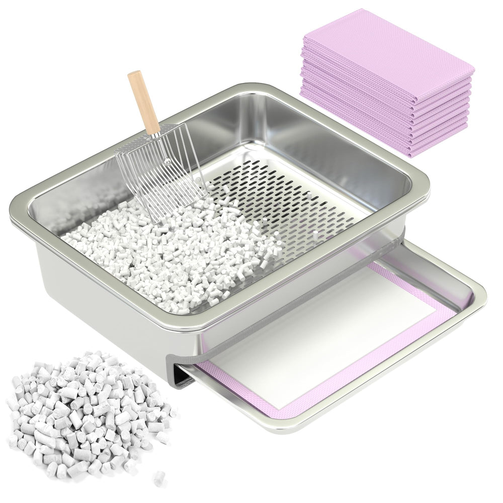 immhabi dual-layer stainless litter box setup highlighting odor control and easy cleaning